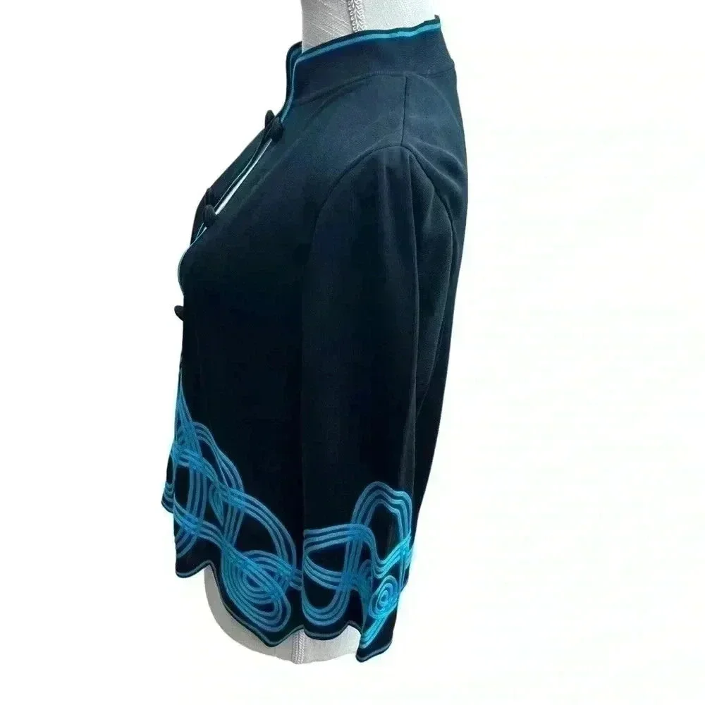 MING WANG WOMEN’S BLACK AND GREEN LUXURY SWEATER•SIZE M•GREAT QUALITY•